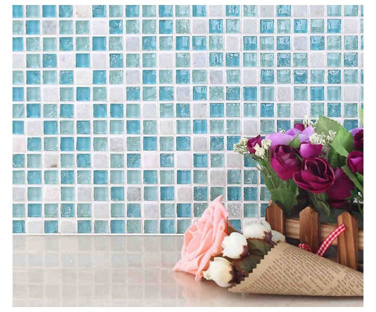 Gạch mosaic thủy tinh có thể ốp tường phòng tắm, mặt tiếp xúc lavabo