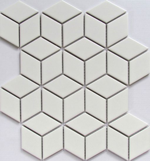 Gạch mosaic kim cương lập phương trắng