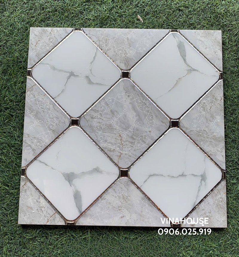 Gạch 30x30 ô vuông khắc kim bạc