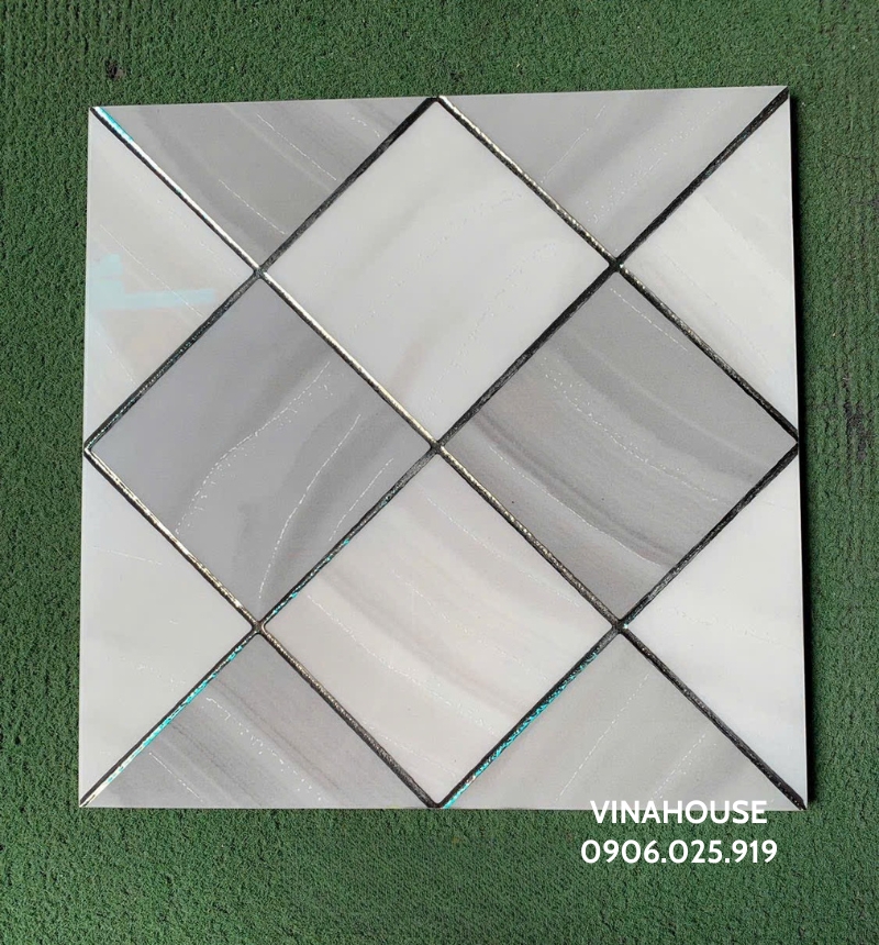 Gạch 30x30 ô vuông xám khắc kim bạc