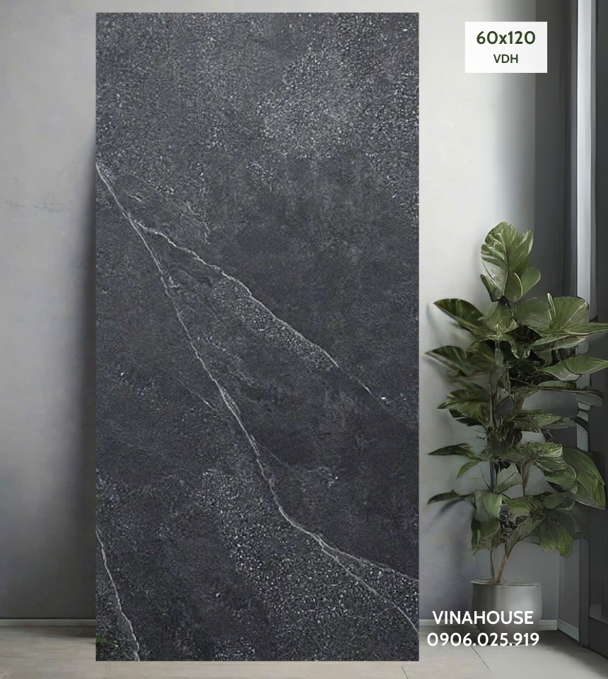 Gạch 60x120 đen vân đá mờ