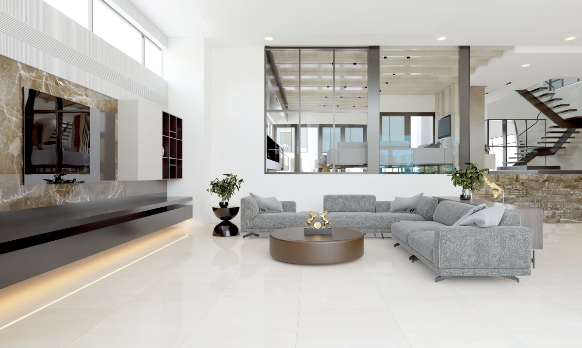 Gạch lát nền Viglacera 80x80 xám chấm hạt bóng VIG-GP883024