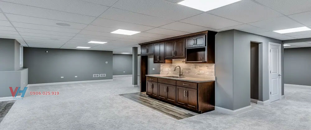 Mua gạch lát nền xám vân xi măng chống trơn cho tầng hầm tại Vina House - 0906.025.919 