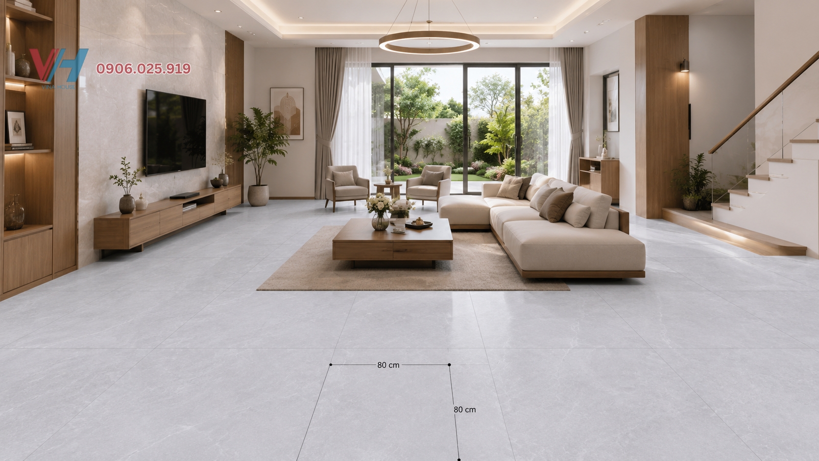 Gạch lát nền Taicera 80x80 GMC88909 men mờ lát nền phòng khách