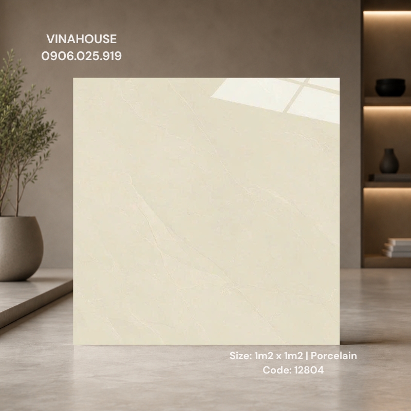 gạch lát nền 1m2x1m2 Ấn Độ vàng kem 12804