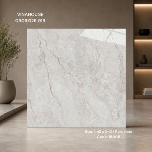Gạch lát nền khổ lớn 1m2x1m2 màu xám vân cẩm thạch 15805