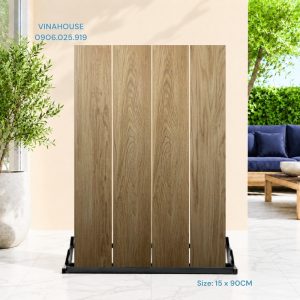 Gạch lát nền văn phòng giả gỗ 15x90 vàng mờ