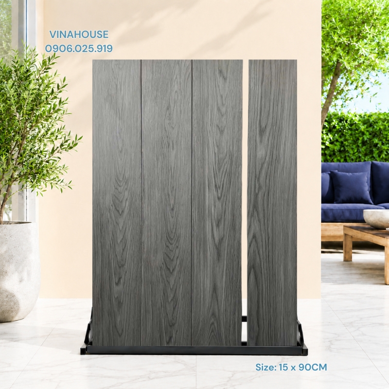 Gạch lát nền giả gỗ 15x90 xám mờ 159003