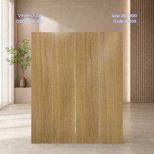 Gạch ốp lát sân thượng vân gỗ 20x100 vàng mờ 10203