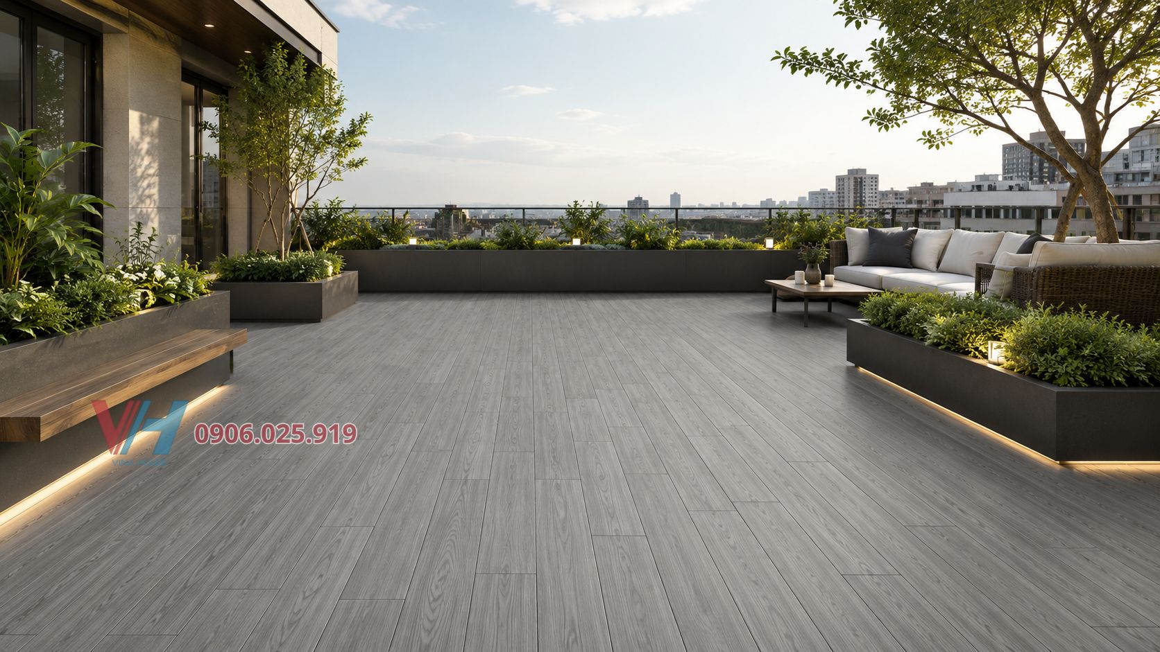 Gạch lát nền giả gỗ 15x90 mờ mịn 159009 chống thấm cho sân thượng